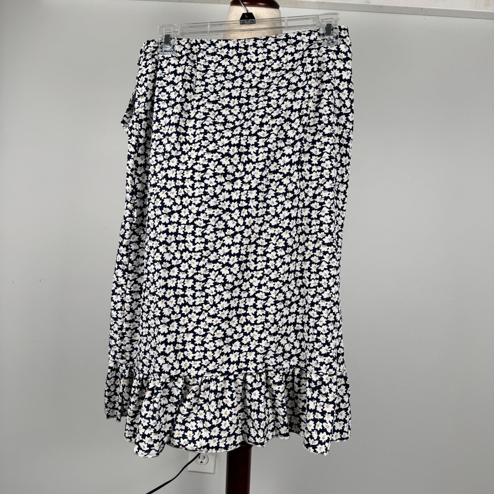 Navy Floral Ruffle Side Tie Skirt - Picture 5 of 8